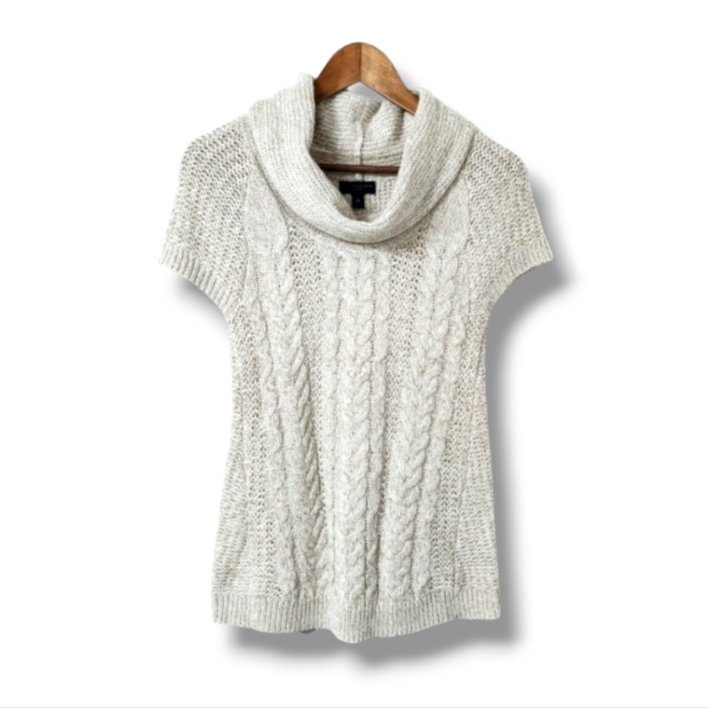 Worthington Soft Cable Knit Cowl Neck Cap Sleeve Sweater | PS